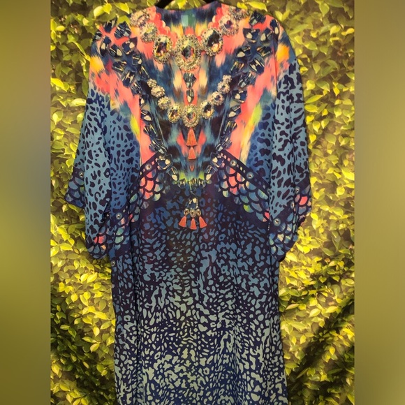 Vibrant Blue and Pink Animal Print Kimono - Picture 9 of 16